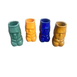 Multicolor Ceramic Tiki Shot Glasses Set of 4